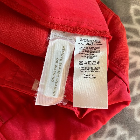 Ann Taylor Red Wide Leg Sailor Pants sz 10 Petite Button Front High Waist Office - Picture 9 of 10